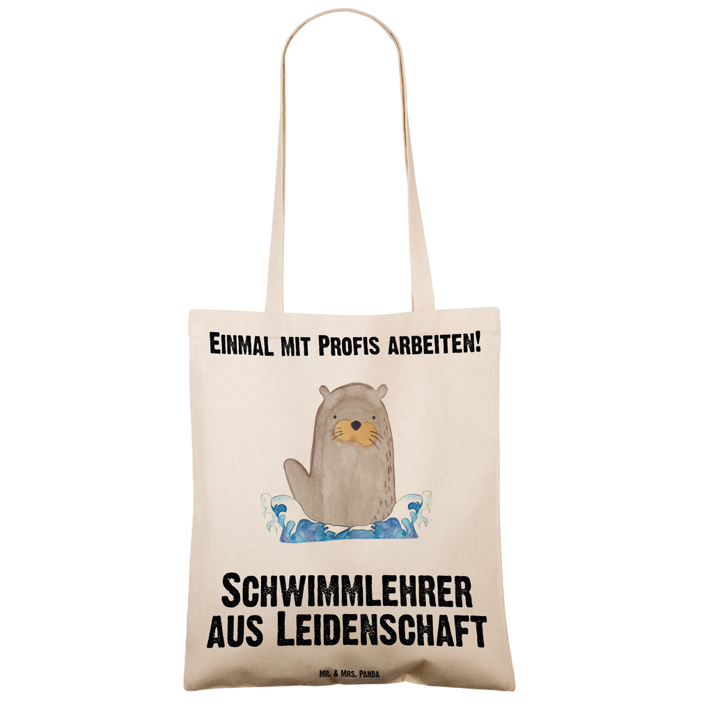 Tragetasche Schwimmlehrer aus Leidenschaft Beuteltasche, Beutel, Einkaufstasche, Jutebeutel, Stoffbeutel, Beruf, Ausbildung, Jubiläum, Abschied, Rente, Kollege, Kollegin, Geschenk, Schenken, Arbeitskollege, Mitarbeiter, Firma, Danke, Dankeschön, Schwimmlehrer, Schwimmbad, Schwimmschule, Schwimmverein, Schwimmkurs