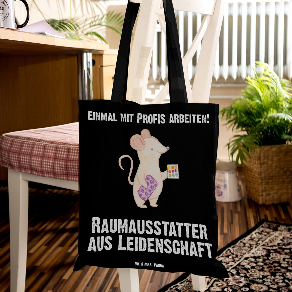 Tragetasche Raumausstatter aus Leidenschaft Beuteltasche, Beutel, Einkaufstasche, Jutebeutel, Stoffbeutel, Beruf, Ausbildung, Jubiläum, Abschied, Rente, Kollege, Kollegin, Geschenk, Schenken, Arbeitskollege, Mitarbeiter, Firma, Danke, Dankeschön
