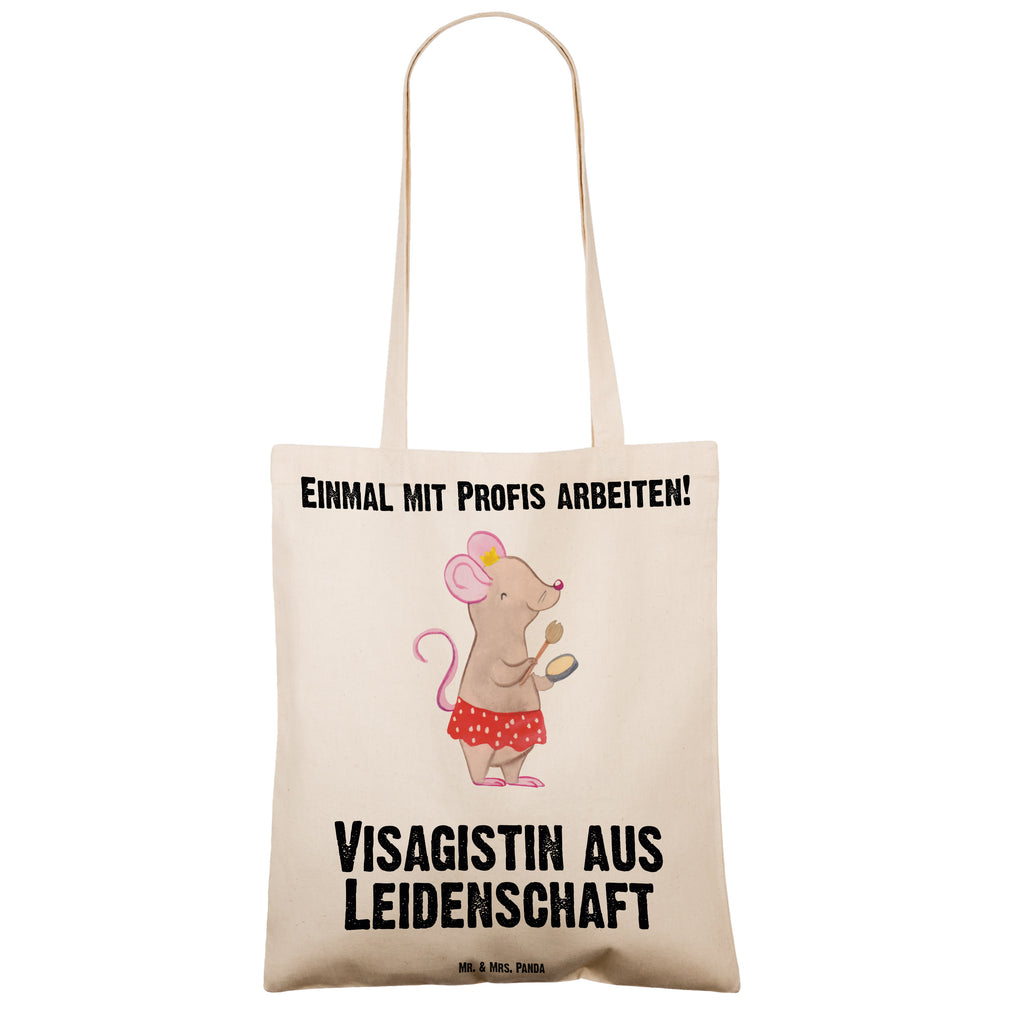 Tragetasche Visagistin aus Leidenschaft Beuteltasche, Beutel, Einkaufstasche, Jutebeutel, Stoffbeutel, Beruf, Ausbildung, Jubiläum, Abschied, Rente, Kollege, Kollegin, Geschenk, Schenken, Arbeitskollege, Mitarbeiter, Firma, Danke, Dankeschön, Kosmetikerin, Make Up Artist, Maskenbildnerin, Visagistin, Beauty Salon, Kosmetikstudio, Eröffnung