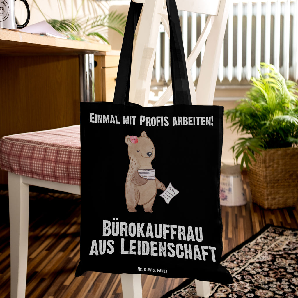 Tragetasche Bürokauffrau aus Leidenschaft Beuteltasche, Beutel, Einkaufstasche, Jutebeutel, Stoffbeutel, Beruf, Ausbildung, Jubiläum, Abschied, Rente, Kollege, Kollegin, Geschenk, Schenken, Arbeitskollege, Mitarbeiter, Firma, Danke, Dankeschön, Bürokauffrau, Kauffrau für Büromanagement