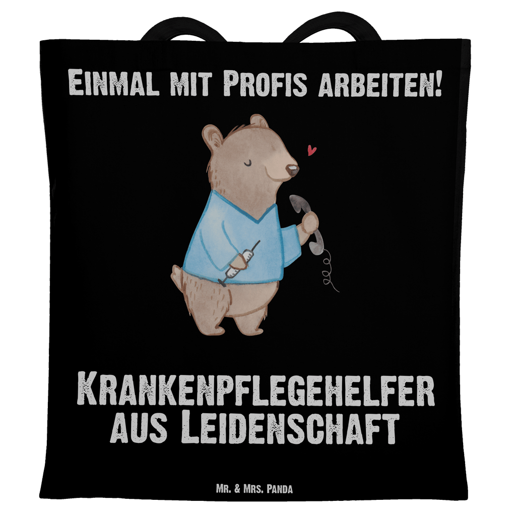Tragetasche Krankenpflegehelfer aus Leidenschaft Beuteltasche, Beutel, Einkaufstasche, Jutebeutel, Stoffbeutel, Beruf, Ausbildung, Jubiläum, Abschied, Rente, Kollege, Kollegin, Geschenk, Schenken, Arbeitskollege, Mitarbeiter, Firma, Danke, Dankeschön, Krankenpflegehelfer, Pflegehelfer, Pflegekraft