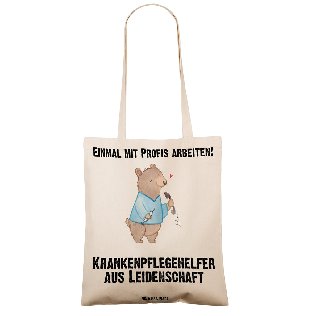 Tragetasche Krankenpflegehelfer aus Leidenschaft Beuteltasche, Beutel, Einkaufstasche, Jutebeutel, Stoffbeutel, Beruf, Ausbildung, Jubiläum, Abschied, Rente, Kollege, Kollegin, Geschenk, Schenken, Arbeitskollege, Mitarbeiter, Firma, Danke, Dankeschön, Krankenpflegehelfer, Pflegehelfer, Pflegekraft