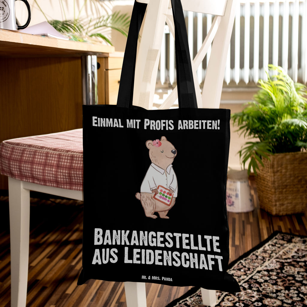 Tragetasche Bankangestellte aus Leidenschaft Beuteltasche, Beutel, Einkaufstasche, Jutebeutel, Stoffbeutel, Beruf, Ausbildung, Jubiläum, Abschied, Rente, Kollege, Kollegin, Geschenk, Schenken, Arbeitskollege, Mitarbeiter, Firma, Danke, Dankeschön, Bankangestellte, Bankfachfrau, Bänkerin, Bankberaterin