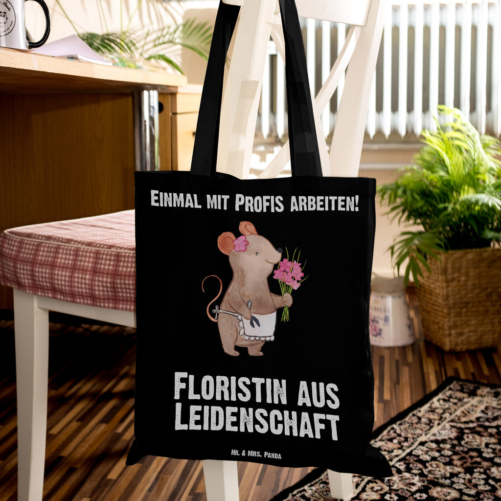 Tragetasche Floristin aus Leidenschaft Beuteltasche, Beutel, Einkaufstasche, Jutebeutel, Stoffbeutel, Beruf, Ausbildung, Jubiläum, Abschied, Rente, Kollege, Kollegin, Geschenk, Schenken, Arbeitskollege, Mitarbeiter, Firma, Danke, Dankeschön, Blumenhändlerin, Floristin, Blumenlanden, Blumenprofi