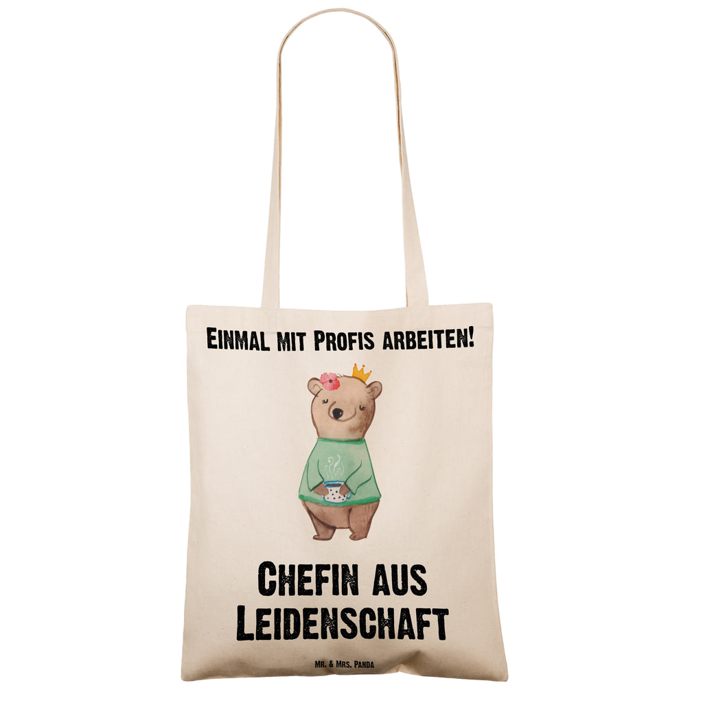 Tragetasche Chefin aus Leidenschaft Beuteltasche, Beutel, Einkaufstasche, Jutebeutel, Stoffbeutel, Beruf, Ausbildung, Jubiläum, Abschied, Rente, Kollege, Kollegin, Geschenk, Schenken, Arbeitskollege, Mitarbeiter, Firma, Danke, Dankeschön, CEO, Chefin, Führungskraft, Geschäftsinhaberin, Firmeninhaberin, Unternehmensinhaberin, Direktorin, Leiterin