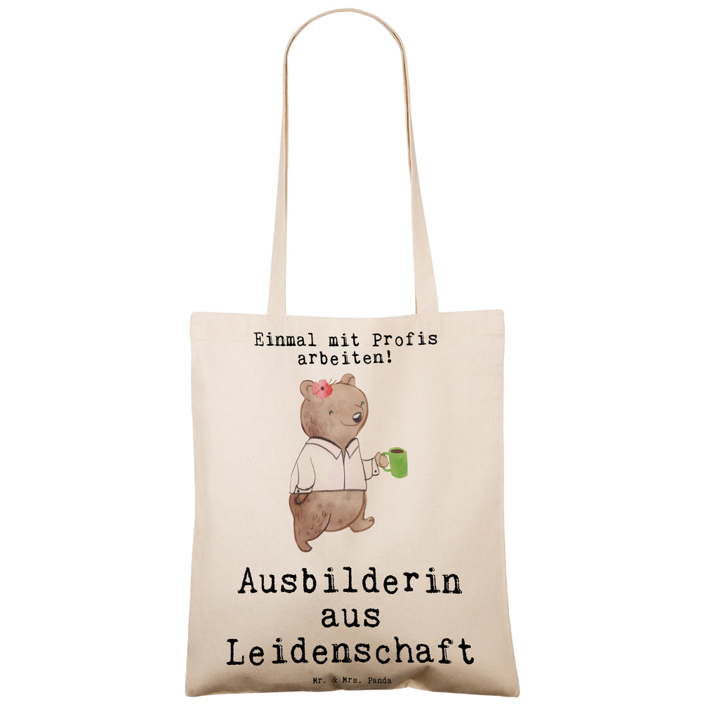 Tragetasche Ausbilderin aus Leidenschaft Beuteltasche, Beutel, Einkaufstasche, Jutebeutel, Stoffbeutel, Beruf, Ausbildung, Jubiläum, Abschied, Rente, Kollege, Kollegin, Geschenk, Schenken, Arbeitskollege, Mitarbeiter, Firma, Danke, Dankeschön, Ausbilderin, Tutorin, Ausbilderprüfung