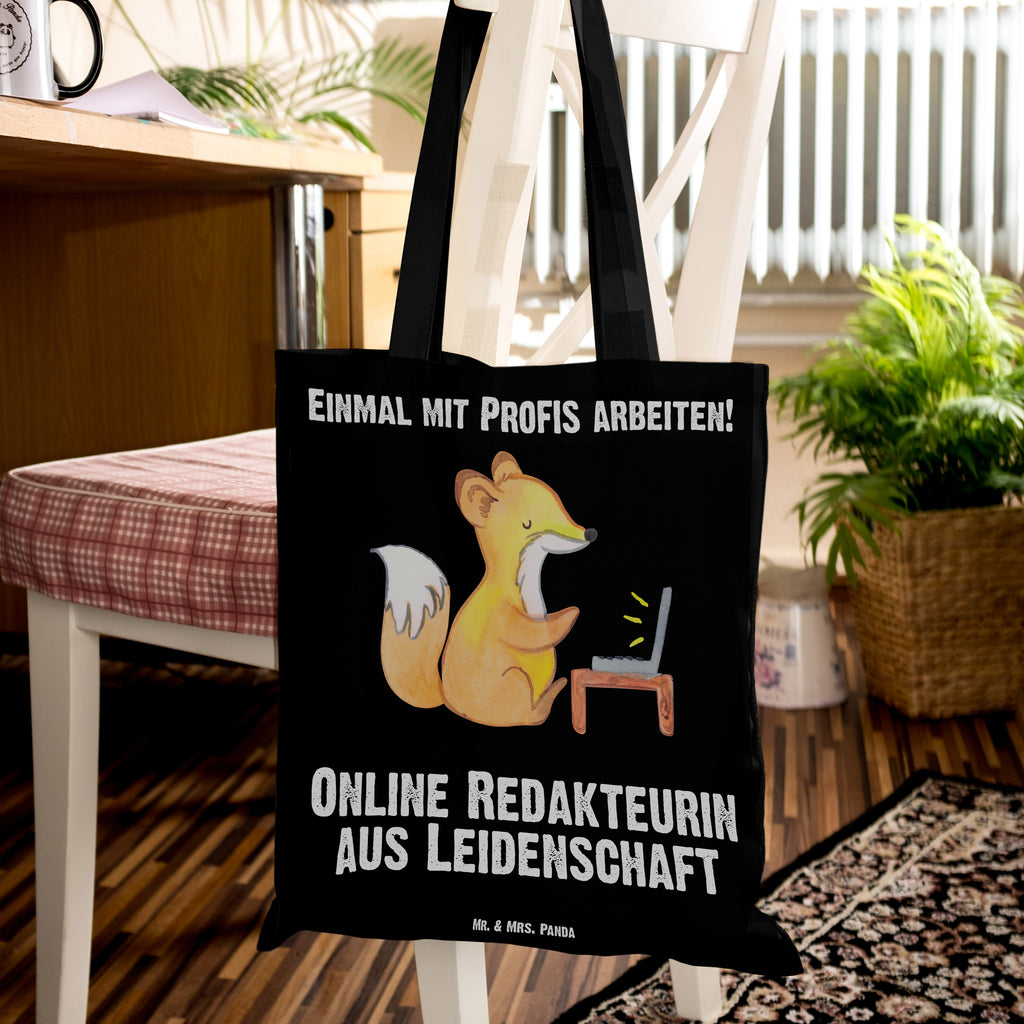 Tragetasche Online Redakteurin aus Leidenschaft Beuteltasche, Beutel, Einkaufstasche, Jutebeutel, Stoffbeutel, Beruf, Ausbildung, Jubiläum, Abschied, Rente, Kollege, Kollegin, Geschenk, Schenken, Arbeitskollege, Mitarbeiter, Firma, Danke, Dankeschön