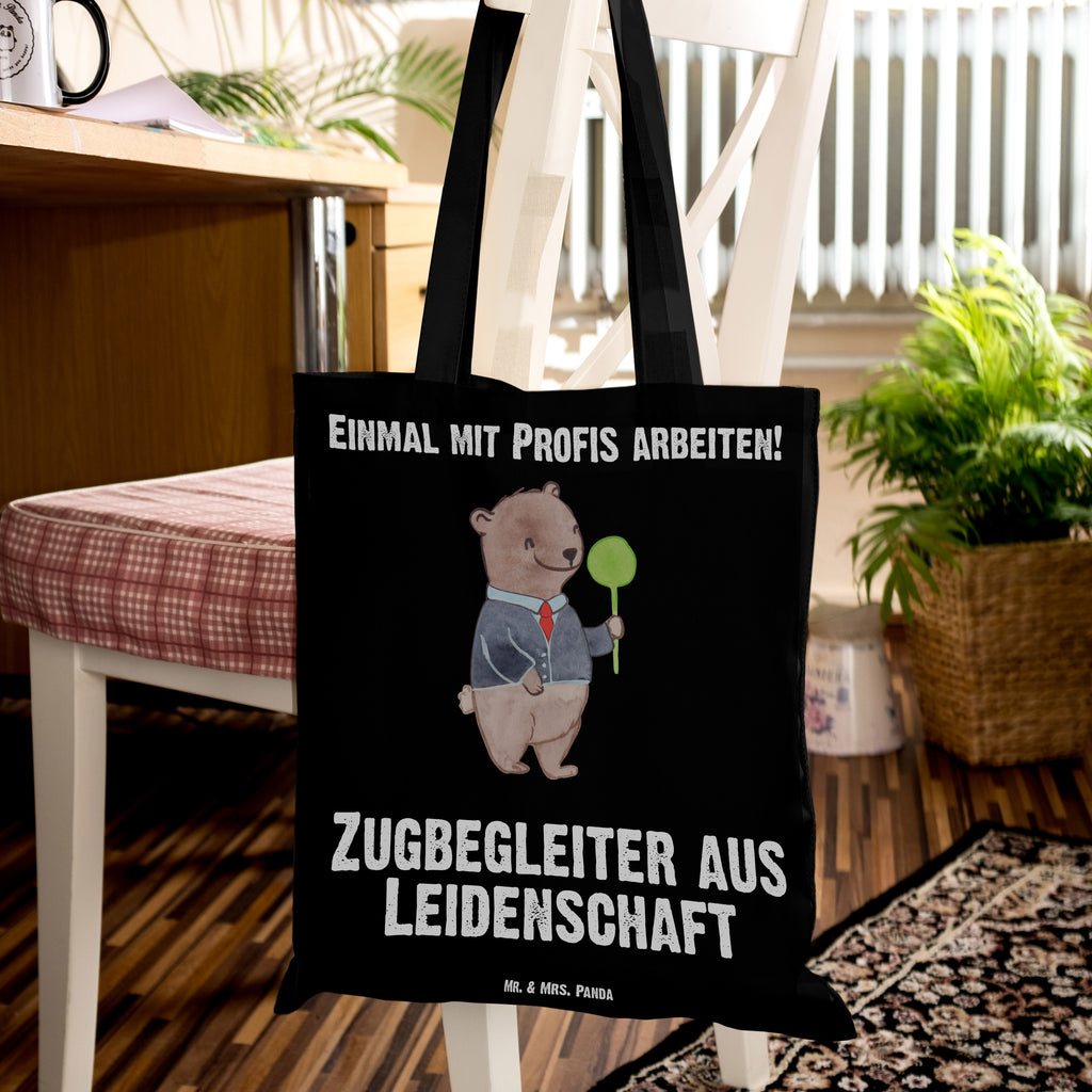 Tragetasche Zugbegleiter aus Leidenschaft  Beuteltasche, Beutel, Einkaufstasche, Jutebeutel, Stoffbeutel   Beruf, Ausbildung, Jubiläum, Abschied, Rente, Kollege, Kollegin, Geschenk, Schenken, Arbeitskollege, Mitarbeiter, Firma, Danke, Dankeschön