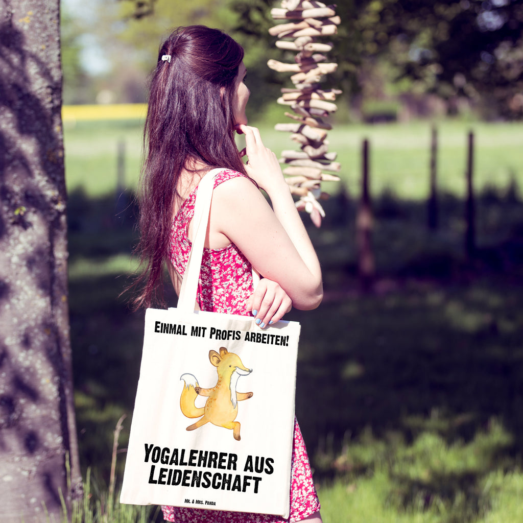 Tragetasche Yogalehrer aus Leidenschaft Beuteltasche, Beutel, Einkaufstasche, Jutebeutel, Stoffbeutel, Beruf, Ausbildung, Jubiläum, Abschied, Rente, Kollege, Kollegin, Geschenk, Schenken, Arbeitskollege, Mitarbeiter, Firma, Danke, Dankeschön