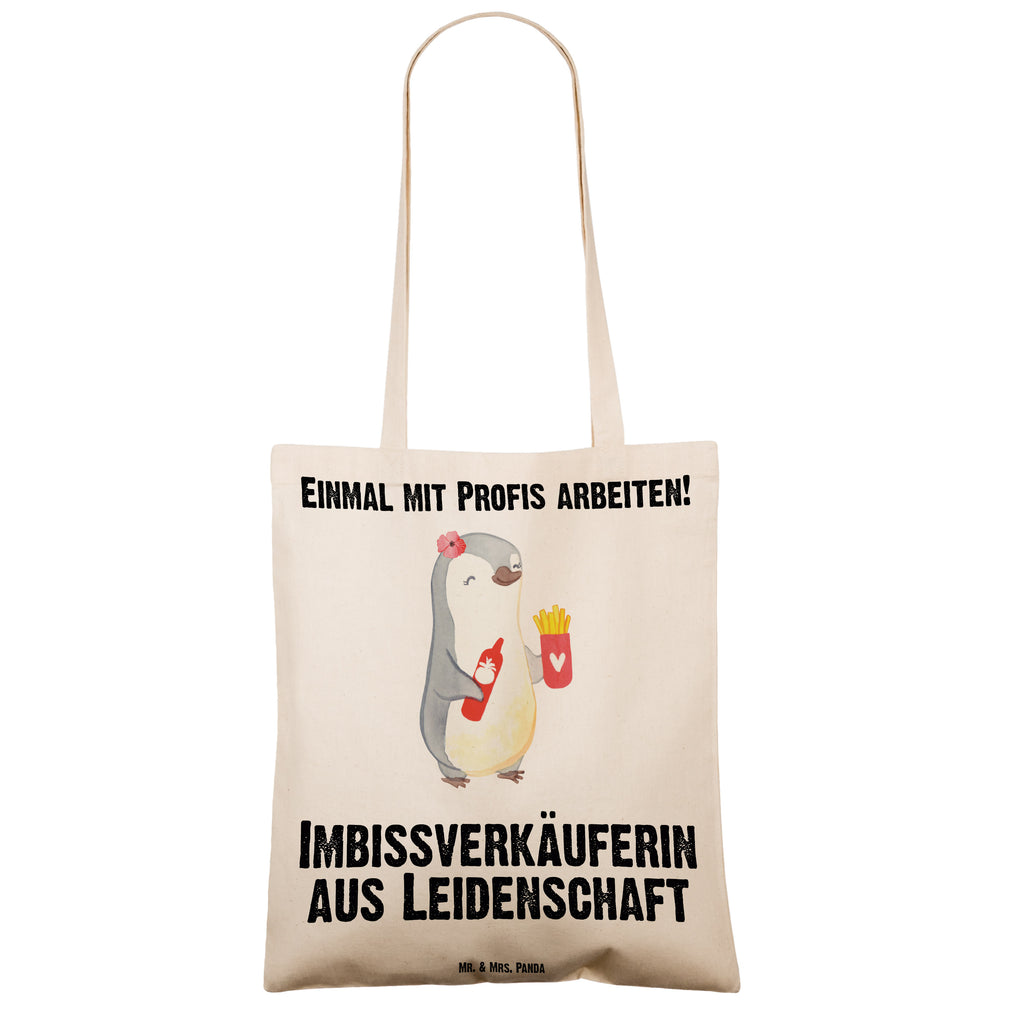 Tragetasche Imbissverkäuferin aus Leidenschaft Beuteltasche, Beutel, Einkaufstasche, Jutebeutel, Stoffbeutel, Beruf, Ausbildung, Jubiläum, Abschied, Rente, Kollege, Kollegin, Geschenk, Schenken, Arbeitskollege, Mitarbeiter, Firma, Danke, Dankeschön, Imbissbesitzerin, Imibissverkäuferin, Pommesverkäuferin