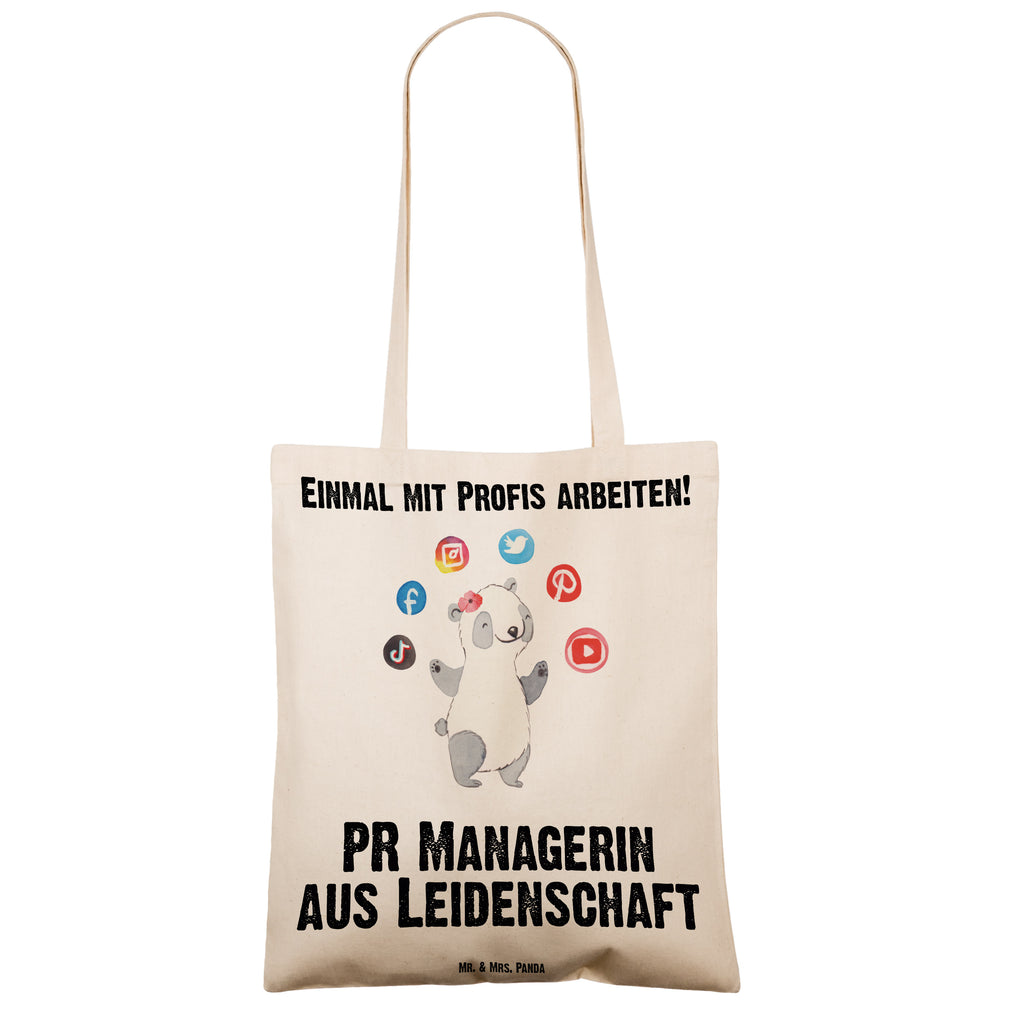 Tragetasche PR Managerin aus Leidenschaft Beuteltasche, Beutel, Einkaufstasche, Jutebeutel, Stoffbeutel, Beruf, Ausbildung, Jubiläum, Abschied, Rente, Kollege, Kollegin, Geschenk, Schenken, Arbeitskollege, Mitarbeiter, Firma, Danke, Dankeschön