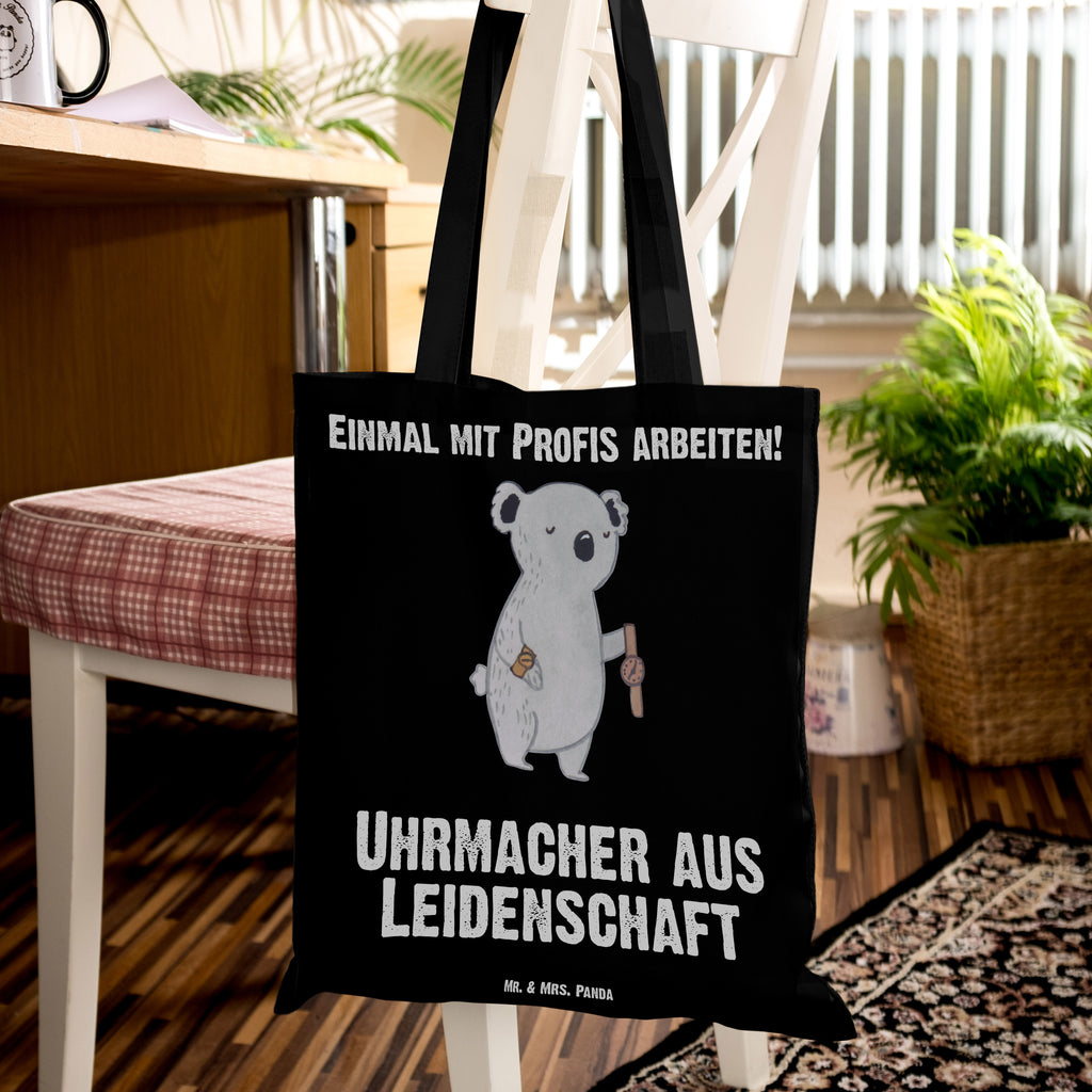 Tragetasche Uhrmacher aus Leidenschaft Beuteltasche, Beutel, Einkaufstasche, Jutebeutel, Stoffbeutel, Beruf, Ausbildung, Jubiläum, Abschied, Rente, Kollege, Kollegin, Geschenk, Schenken, Arbeitskollege, Mitarbeiter, Firma, Danke, Dankeschön