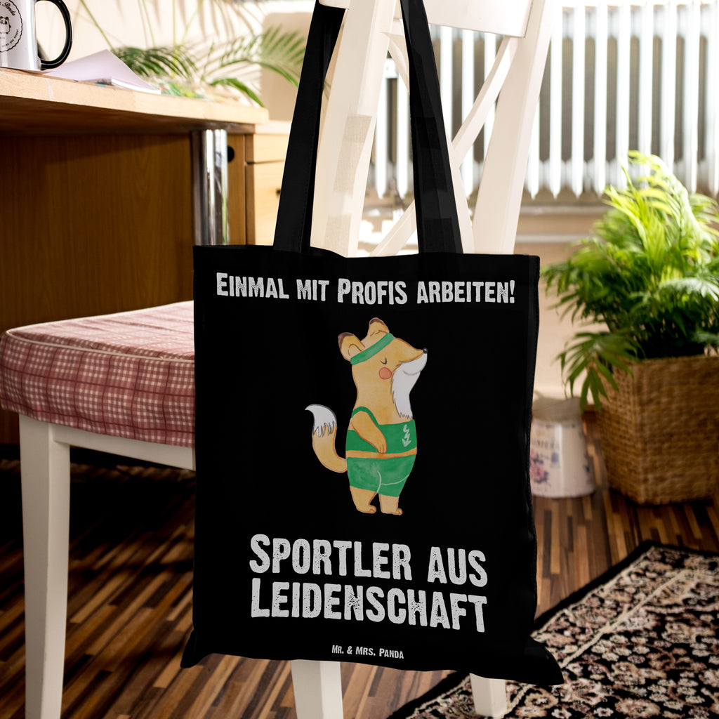 Tragetasche Sportler aus Leidenschaft Beuteltasche, Beutel, Einkaufstasche, Jutebeutel, Stoffbeutel, Beruf, Ausbildung, Jubiläum, Abschied, Rente, Kollege, Kollegin, Geschenk, Schenken, Arbeitskollege, Mitarbeiter, Firma, Danke, Dankeschön