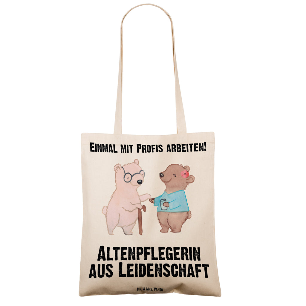 Tragetasche Altenpflegerin aus Leidenschaft Beuteltasche, Beutel, Einkaufstasche, Jutebeutel, Stoffbeutel, Beruf, Ausbildung, Jubiläum, Abschied, Rente, Kollege, Kollegin, Geschenk, Schenken, Arbeitskollege, Mitarbeiter, Firma, Danke, Dankeschön, Altenpflegerin, Pflegerin, Altenheim Eröffnung