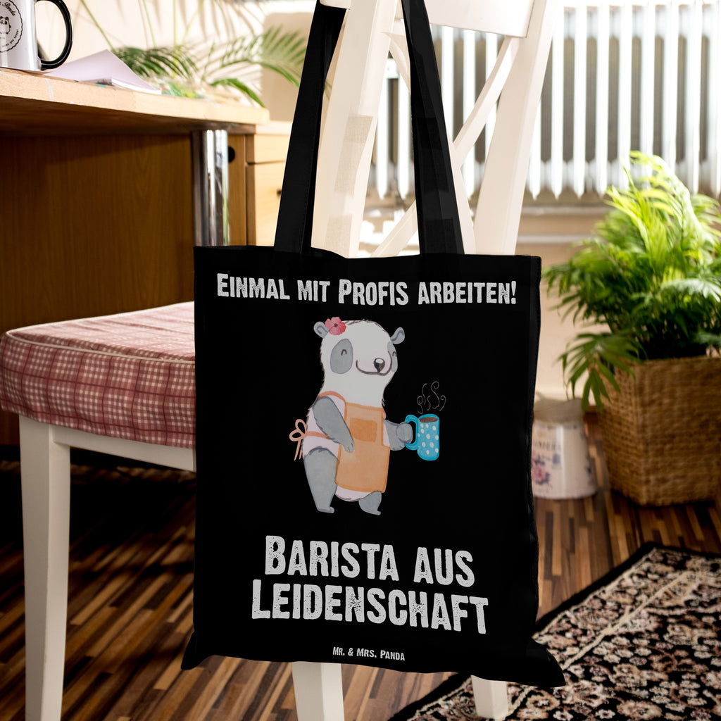 Tragetasche Barista aus Leidenschaft Beuteltasche, Beutel, Einkaufstasche, Jutebeutel, Stoffbeutel, Beruf, Ausbildung, Jubiläum, Abschied, Rente, Kollege, Kollegin, Geschenk, Schenken, Arbeitskollege, Mitarbeiter, Firma, Danke, Dankeschön, Barista, Eröffnung Cafe, Kaffee