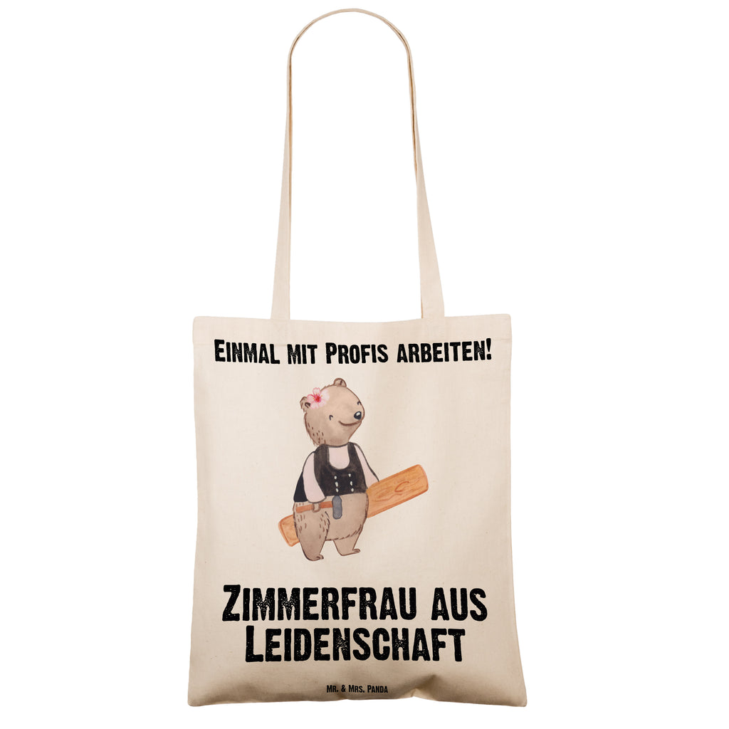 Tragetasche Zimmerfrau aus Leidenschaft Beuteltasche, Beutel, Einkaufstasche, Jutebeutel, Stoffbeutel, Beruf, Ausbildung, Jubiläum, Abschied, Rente, Kollege, Kollegin, Geschenk, Schenken, Arbeitskollege, Mitarbeiter, Firma, Danke, Dankeschön