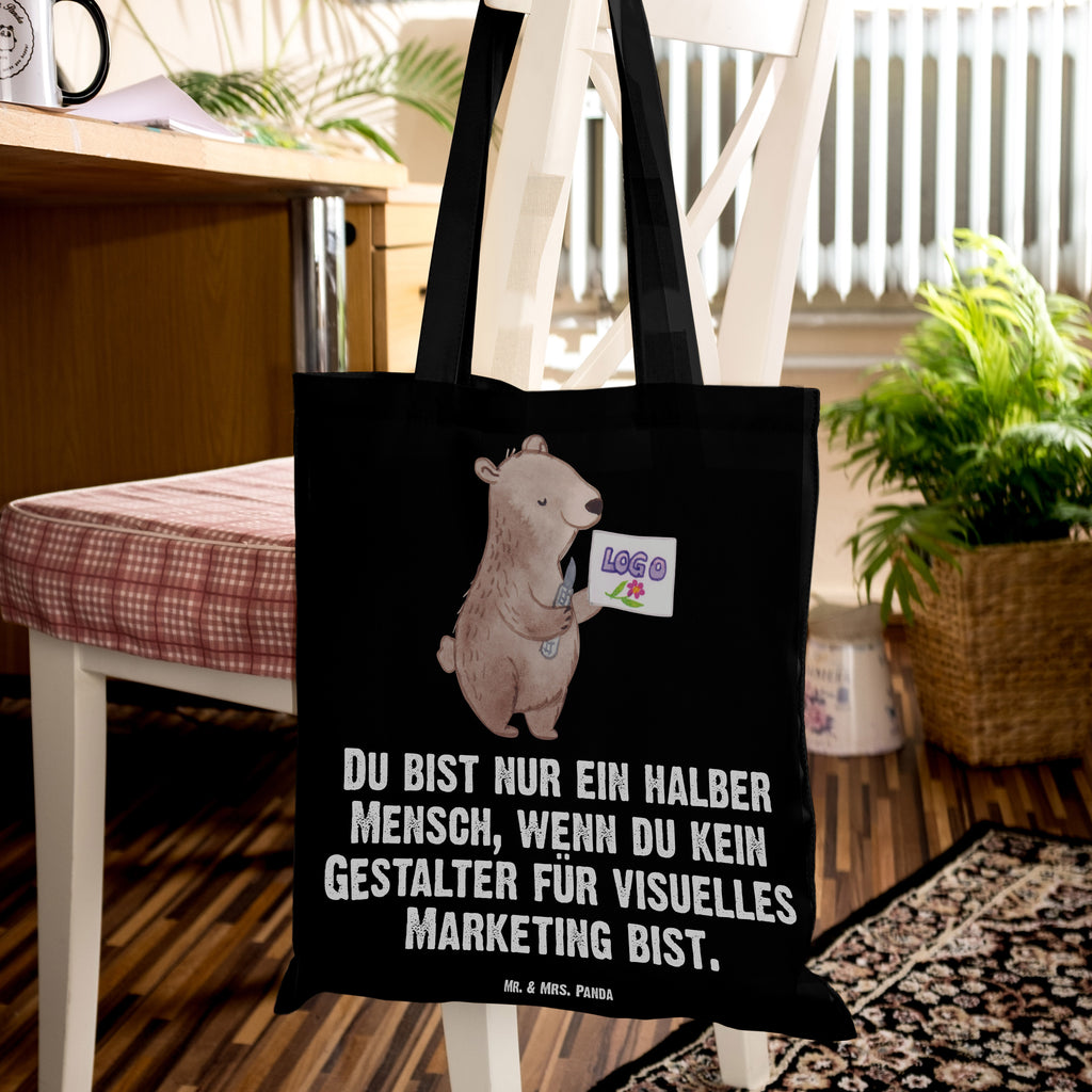 Tragetasche Gestalter für visuelles Marketing mit Herz Beuteltasche, Beutel, Einkaufstasche, Jutebeutel, Stoffbeutel, Beruf, Ausbildung, Jubiläum, Abschied, Rente, Kollege, Kollegin, Geschenk, Schenken, Arbeitskollege, Mitarbeiter, Firma, Danke, Dankeschön