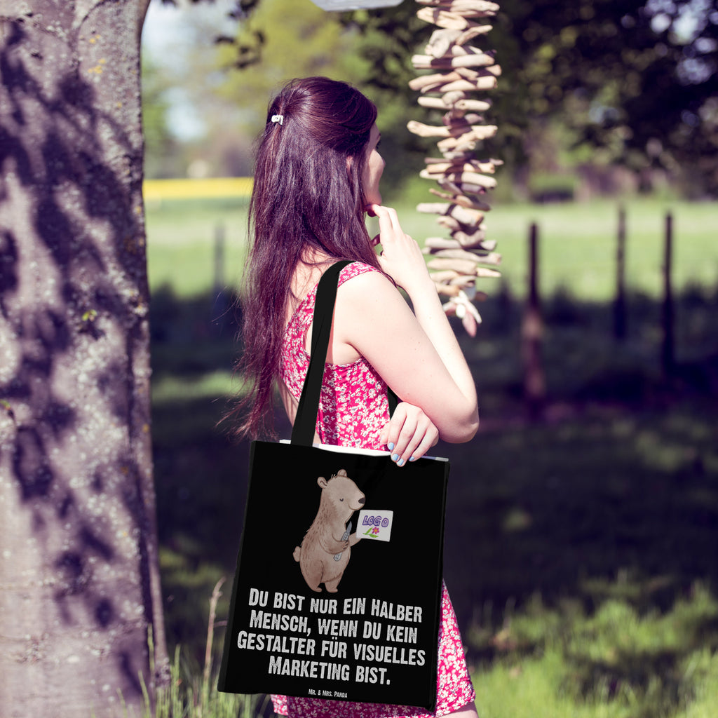 Tragetasche Gestalter für visuelles Marketing mit Herz Beuteltasche, Beutel, Einkaufstasche, Jutebeutel, Stoffbeutel, Beruf, Ausbildung, Jubiläum, Abschied, Rente, Kollege, Kollegin, Geschenk, Schenken, Arbeitskollege, Mitarbeiter, Firma, Danke, Dankeschön