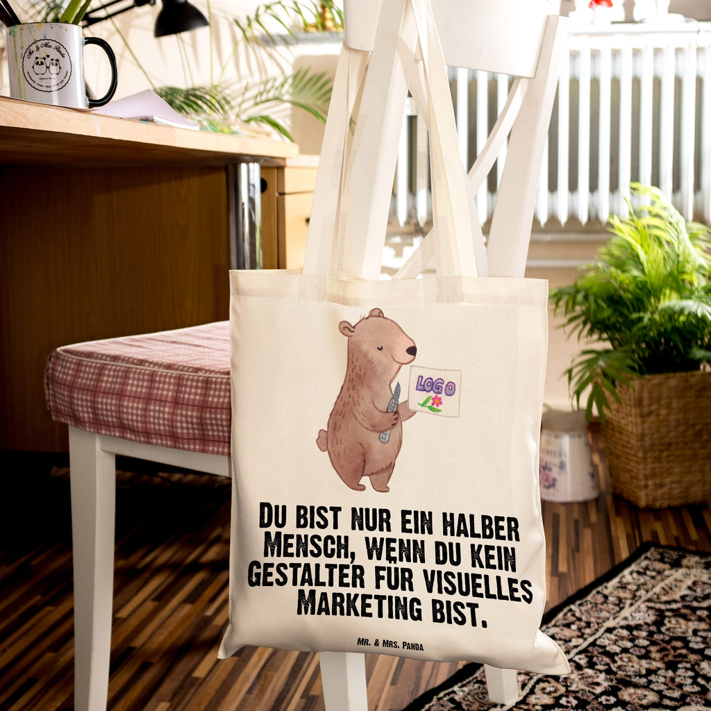 Tragetasche Gestalter für visuelles Marketing mit Herz Beuteltasche, Beutel, Einkaufstasche, Jutebeutel, Stoffbeutel, Beruf, Ausbildung, Jubiläum, Abschied, Rente, Kollege, Kollegin, Geschenk, Schenken, Arbeitskollege, Mitarbeiter, Firma, Danke, Dankeschön