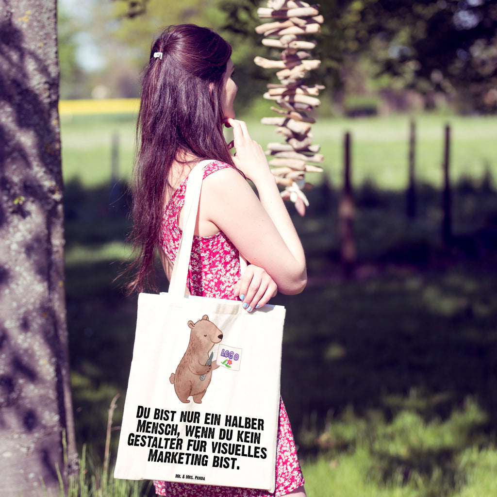 Tragetasche Gestalter für visuelles Marketing mit Herz Beuteltasche, Beutel, Einkaufstasche, Jutebeutel, Stoffbeutel, Beruf, Ausbildung, Jubiläum, Abschied, Rente, Kollege, Kollegin, Geschenk, Schenken, Arbeitskollege, Mitarbeiter, Firma, Danke, Dankeschön