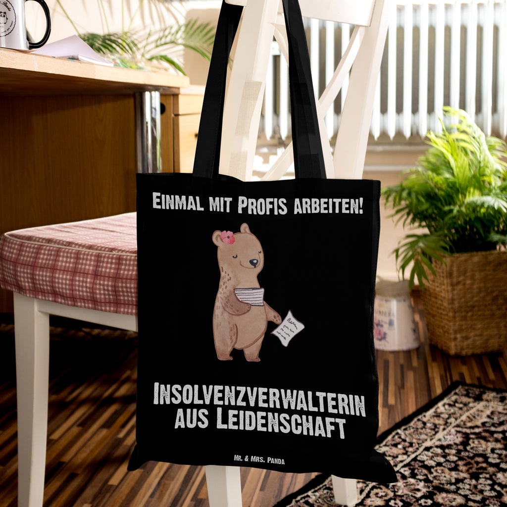 Tragetasche Insolvenzverwalterin aus Leidenschaft Beuteltasche, Beutel, Einkaufstasche, Jutebeutel, Stoffbeutel, Beruf, Ausbildung, Jubiläum, Abschied, Rente, Kollege, Kollegin, Geschenk, Schenken, Arbeitskollege, Mitarbeiter, Firma, Danke, Dankeschön
