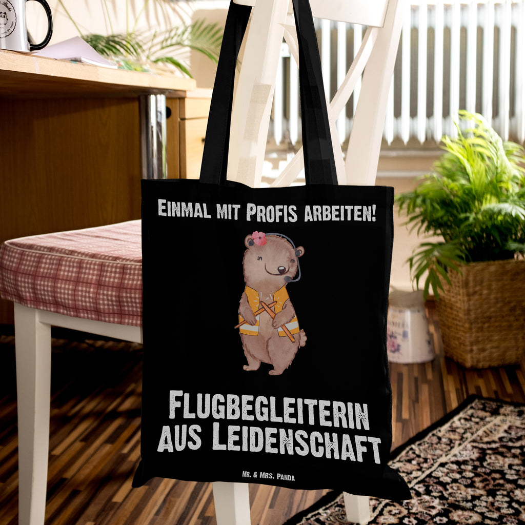 Tragetasche Flugbegleiterin aus Leidenschaft Beuteltasche, Beutel, Einkaufstasche, Jutebeutel, Stoffbeutel, Beruf, Ausbildung, Jubiläum, Abschied, Rente, Kollege, Kollegin, Geschenk, Schenken, Arbeitskollege, Mitarbeiter, Firma, Danke, Dankeschön, Flugbegleiterin, Stewardess, Flugstewardess, Flight-Attendant