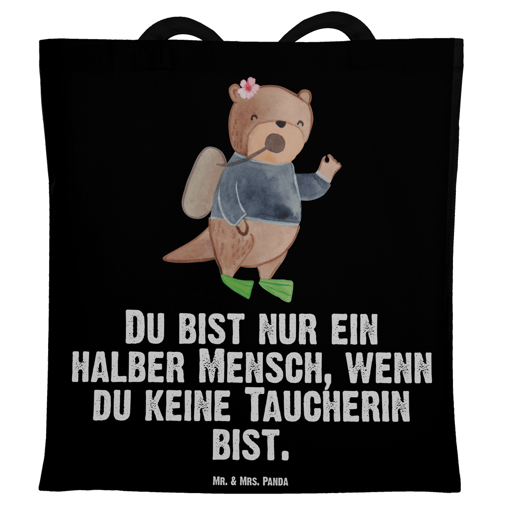 Tragetasche Taucherin mit Herz Beuteltasche, Beutel, Einkaufstasche, Jutebeutel, Stoffbeutel, Beruf, Ausbildung, Jubiläum, Abschied, Rente, Kollege, Kollegin, Geschenk, Schenken, Arbeitskollege, Mitarbeiter, Firma, Danke, Dankeschön