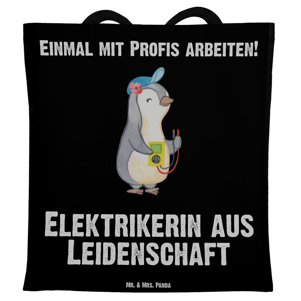 Tragetasche Elektrikerin aus Leidenschaft Beuteltasche, Beutel, Einkaufstasche, Jutebeutel, Stoffbeutel, Beruf, Ausbildung, Jubiläum, Abschied, Rente, Kollege, Kollegin, Geschenk, Schenken, Arbeitskollege, Mitarbeiter, Firma, Danke, Dankeschön, Elektrikerin, Elektronmonteurin, Elektrotechnikerin, Elektroinstallateurin, Elektromeisterin, Gesellenprüfung