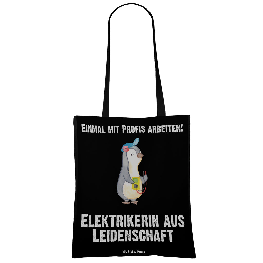 Tragetasche Elektrikerin aus Leidenschaft Beuteltasche, Beutel, Einkaufstasche, Jutebeutel, Stoffbeutel, Beruf, Ausbildung, Jubiläum, Abschied, Rente, Kollege, Kollegin, Geschenk, Schenken, Arbeitskollege, Mitarbeiter, Firma, Danke, Dankeschön, Elektrikerin, Elektronmonteurin, Elektrotechnikerin, Elektroinstallateurin, Elektromeisterin, Gesellenprüfung