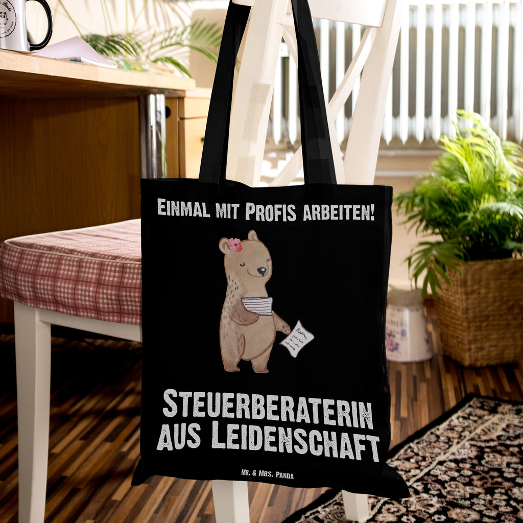Tragetasche Steuerberaterin aus Leidenschaft Beuteltasche, Beutel, Einkaufstasche, Jutebeutel, Stoffbeutel, Beruf, Ausbildung, Jubiläum, Abschied, Rente, Kollege, Kollegin, Geschenk, Schenken, Arbeitskollege, Mitarbeiter, Firma, Danke, Dankeschön