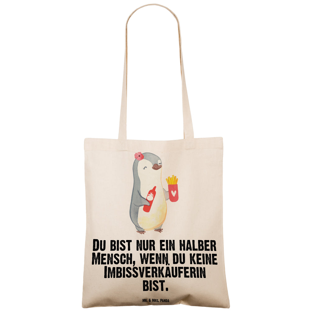 Tragetasche Imbissverkäuferin mit Herz Beuteltasche, Beutel, Einkaufstasche, Jutebeutel, Stoffbeutel, Beruf, Ausbildung, Jubiläum, Abschied, Rente, Kollege, Kollegin, Geschenk, Schenken, Arbeitskollege, Mitarbeiter, Firma, Danke, Dankeschön, Imbissbesitzerin, Imibissverkäuferin, Pommesverkäuferin
