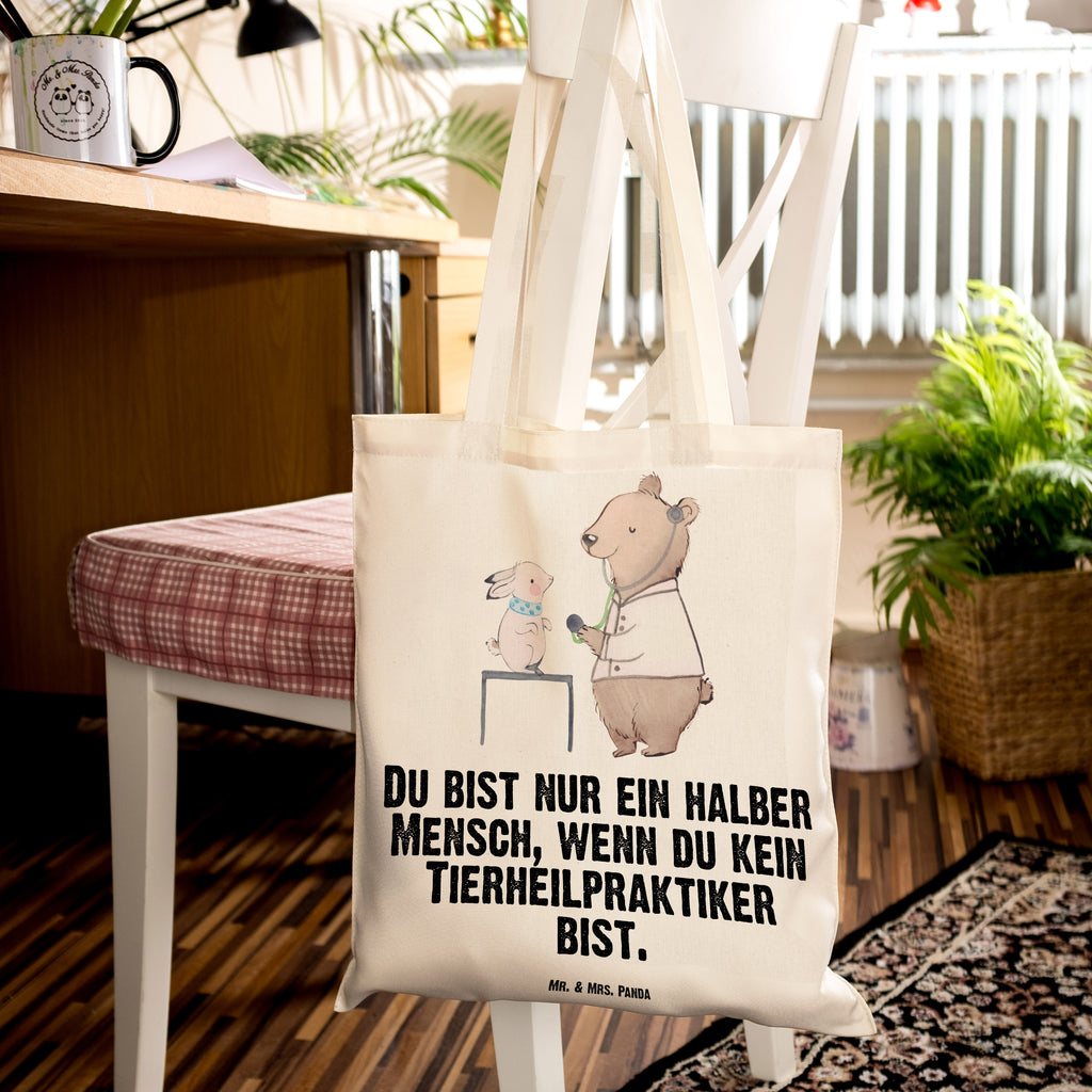 Tragetasche Tierheilpraktiker mit Herz Beuteltasche, Beutel, Einkaufstasche, Jutebeutel, Stoffbeutel, Beruf, Ausbildung, Jubiläum, Abschied, Rente, Kollege, Kollegin, Geschenk, Schenken, Arbeitskollege, Mitarbeiter, Firma, Danke, Dankeschön