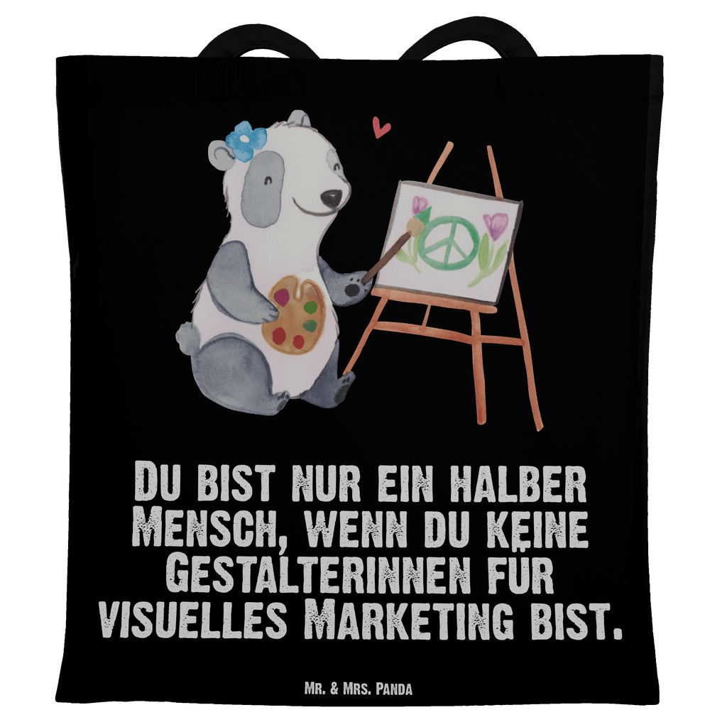 Tragetasche Gestalterinnen für visuelles Marketing mit Herz Beuteltasche, Beutel, Einkaufstasche, Jutebeutel, Stoffbeutel, Beruf, Ausbildung, Jubiläum, Abschied, Rente, Kollege, Kollegin, Geschenk, Schenken, Arbeitskollege, Mitarbeiter, Firma, Danke, Dankeschön