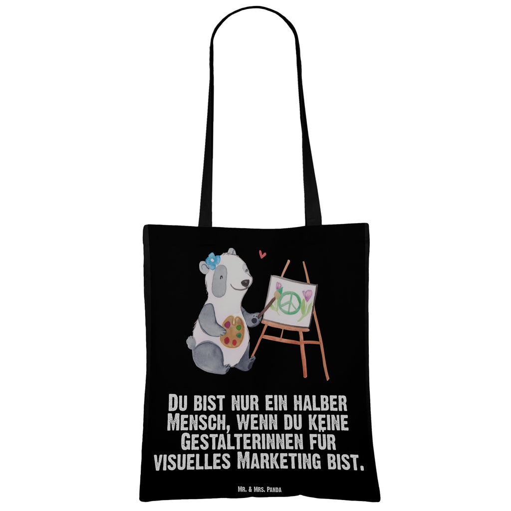 Tragetasche Gestalterinnen für visuelles Marketing mit Herz Beuteltasche, Beutel, Einkaufstasche, Jutebeutel, Stoffbeutel, Beruf, Ausbildung, Jubiläum, Abschied, Rente, Kollege, Kollegin, Geschenk, Schenken, Arbeitskollege, Mitarbeiter, Firma, Danke, Dankeschön