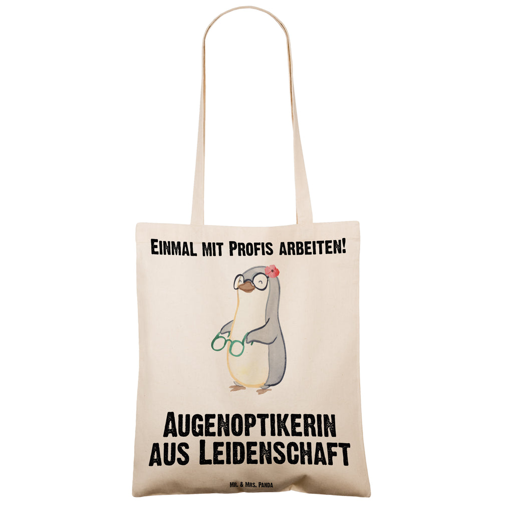 Tragetasche Augenoptikerin aus Leidenschaft Beuteltasche, Beutel, Einkaufstasche, Jutebeutel, Stoffbeutel, Beruf, Ausbildung, Jubiläum, Abschied, Rente, Kollege, Kollegin, Geschenk, Schenken, Arbeitskollege, Mitarbeiter, Firma, Danke, Dankeschön, Augenoptikerin, Optikerin, Augenärztin, Optometristin, Brillenverkäuferin, Brillengeschäft, Eröffnung