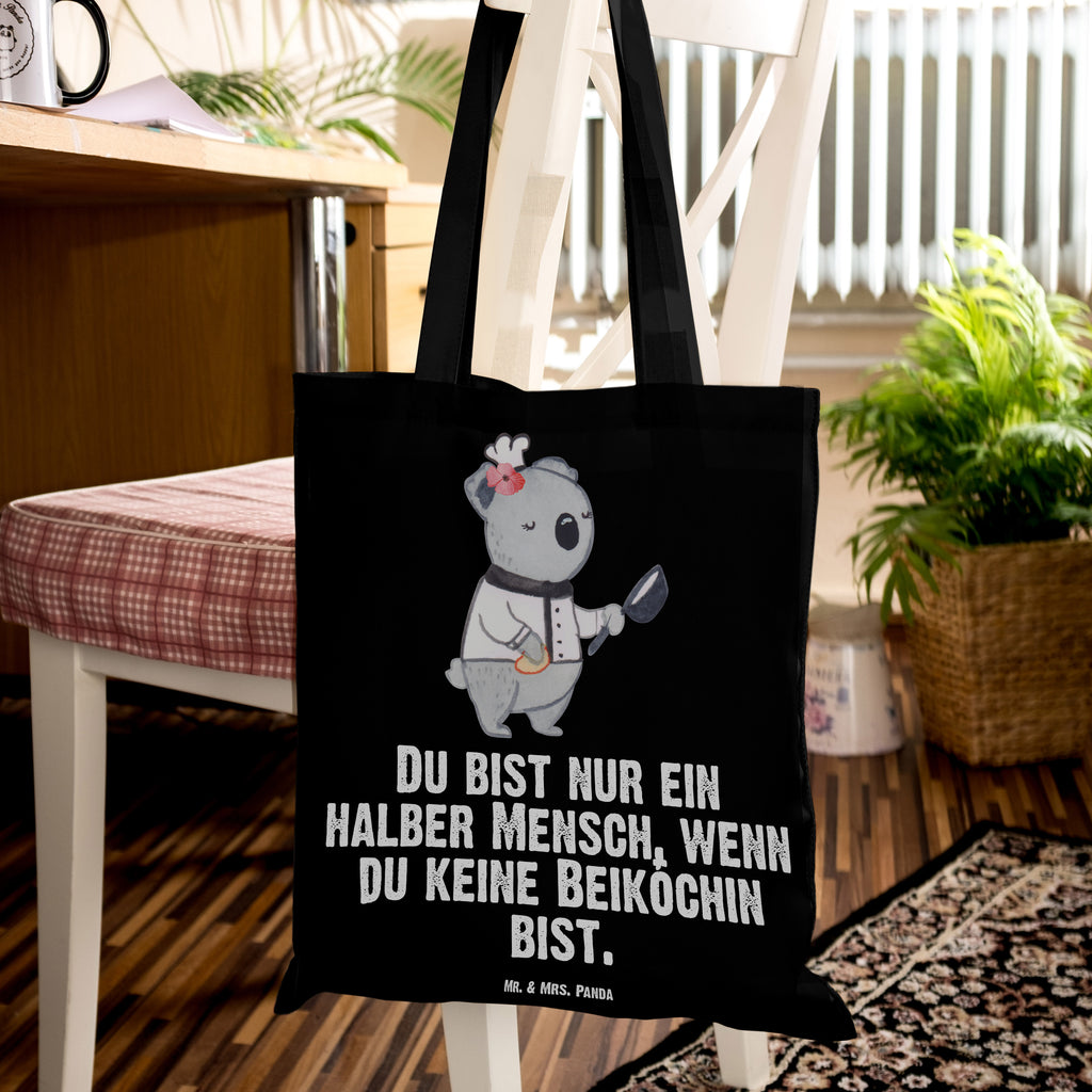 Tragetasche Beiköchin mit Herz Beuteltasche, Beutel, Einkaufstasche, Jutebeutel, Stoffbeutel, Beruf, Ausbildung, Jubiläum, Abschied, Rente, Kollege, Kollegin, Geschenk, Schenken, Arbeitskollege, Mitarbeiter, Firma, Danke, Dankeschön, Beiköchin, Spülhilfe, Hilfsköchin, Jungkoch, Küchenhilfe, Gastronomie, Restaurant, Köchin
