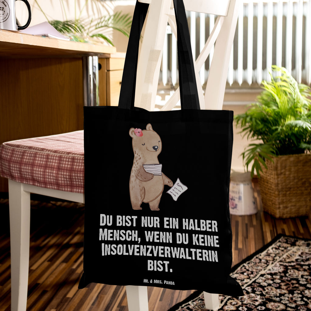 Tragetasche Insolvenzverwalterin mit Herz Beuteltasche, Beutel, Einkaufstasche, Jutebeutel, Stoffbeutel, Beruf, Ausbildung, Jubiläum, Abschied, Rente, Kollege, Kollegin, Geschenk, Schenken, Arbeitskollege, Mitarbeiter, Firma, Danke, Dankeschön