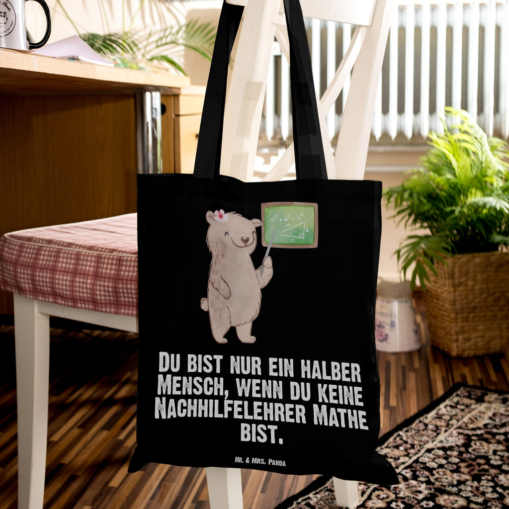 Tragetasche Nachhilfelehrer Mathe mit Herz Beuteltasche, Beutel, Einkaufstasche, Jutebeutel, Stoffbeutel, Beruf, Ausbildung, Jubiläum, Abschied, Rente, Kollege, Kollegin, Geschenk, Schenken, Arbeitskollege, Mitarbeiter, Firma, Danke, Dankeschön, Mathematik Nachhilfelehrer, Mathe Nachhilfe, Nachhilfeunterrricht