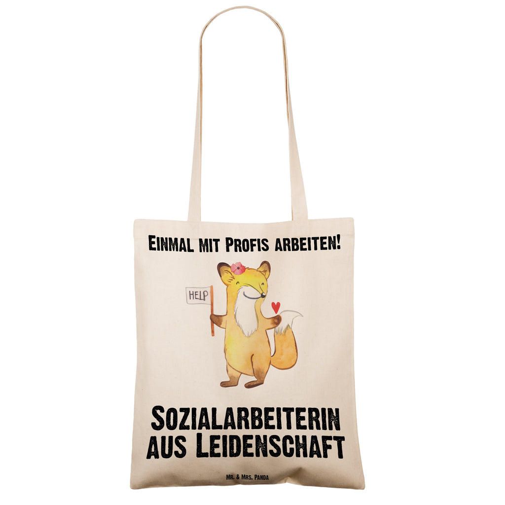 Tragetasche Sozialarbeiterin aus Leidenschaft Beuteltasche, Beutel, Einkaufstasche, Jutebeutel, Stoffbeutel, Beruf, Ausbildung, Jubiläum, Abschied, Rente, Kollege, Kollegin, Geschenk, Schenken, Arbeitskollege, Mitarbeiter, Firma, Danke, Dankeschön