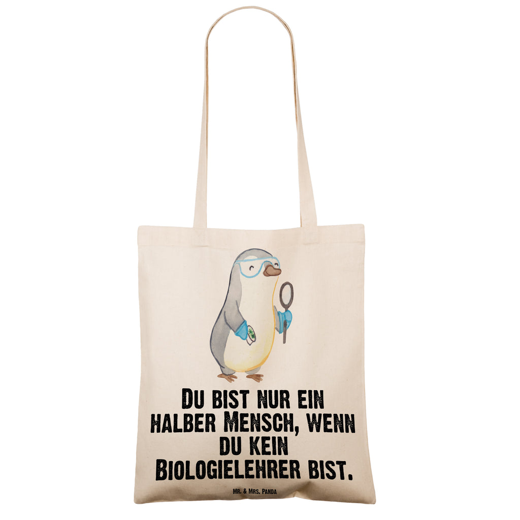 Tragetasche Biologielehrer mit Herz Beuteltasche, Beutel, Einkaufstasche, Jutebeutel, Stoffbeutel, Beruf, Ausbildung, Jubiläum, Abschied, Rente, Kollege, Kollegin, Geschenk, Schenken, Arbeitskollege, Mitarbeiter, Firma, Danke, Dankeschön, Biologielehrer, Biolehrer, Biounterricht, Biologie, Schule, Grundschule