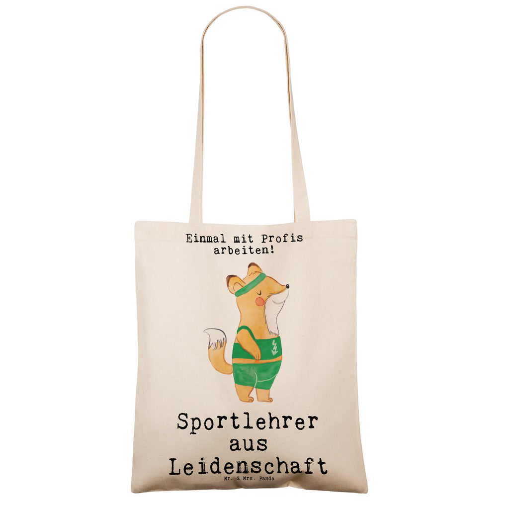 Tragetasche Sportlehrer aus Leidenschaft Beuteltasche, Beutel, Einkaufstasche, Jutebeutel, Stoffbeutel, Beruf, Ausbildung, Jubiläum, Abschied, Rente, Kollege, Kollegin, Geschenk, Schenken, Arbeitskollege, Mitarbeiter, Firma, Danke, Dankeschön