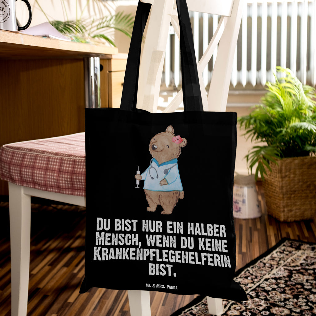 Tragetasche Krankenpflegehelferin mit Herz Beuteltasche, Beutel, Einkaufstasche, Jutebeutel, Stoffbeutel, Beruf, Ausbildung, Jubiläum, Abschied, Rente, Kollege, Kollegin, Geschenk, Schenken, Arbeitskollege, Mitarbeiter, Firma, Danke, Dankeschön, Krankenpflegehelferin, Pflegehelferin, Pflegekraft