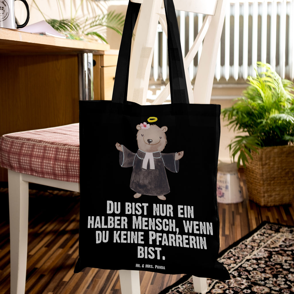 Tragetasche Pfarrerin mit Herz Beuteltasche, Beutel, Einkaufstasche, Jutebeutel, Stoffbeutel, Beruf, Ausbildung, Jubiläum, Abschied, Rente, Kollege, Kollegin, Geschenk, Schenken, Arbeitskollege, Mitarbeiter, Firma, Danke, Dankeschön, Pastorin, Dienerin Gottes<br />Geistliche, Pfarrerin, Predigerin<br />Priesterin, Theologin, Kirche