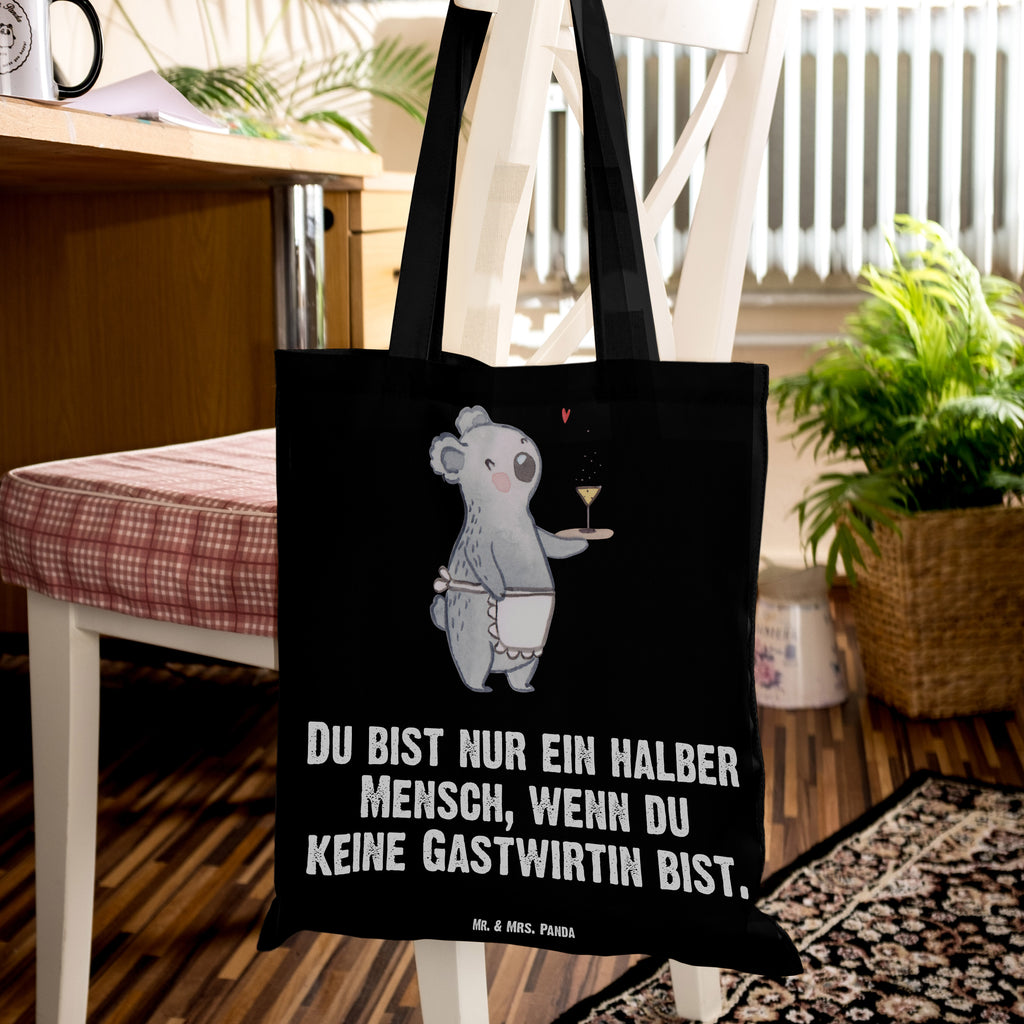 Tragetasche Gastwirtin mit Herz Beuteltasche, Beutel, Einkaufstasche, Jutebeutel, Stoffbeutel, Beruf, Ausbildung, Jubiläum, Abschied, Rente, Kollege, Kollegin, Geschenk, Schenken, Arbeitskollege, Mitarbeiter, Firma, Danke, Dankeschön, Kneipenwirtin, Gastwirtin, Gaststätte, Kneipe, Eröffnung, Barkeeperin, Rum, Bar