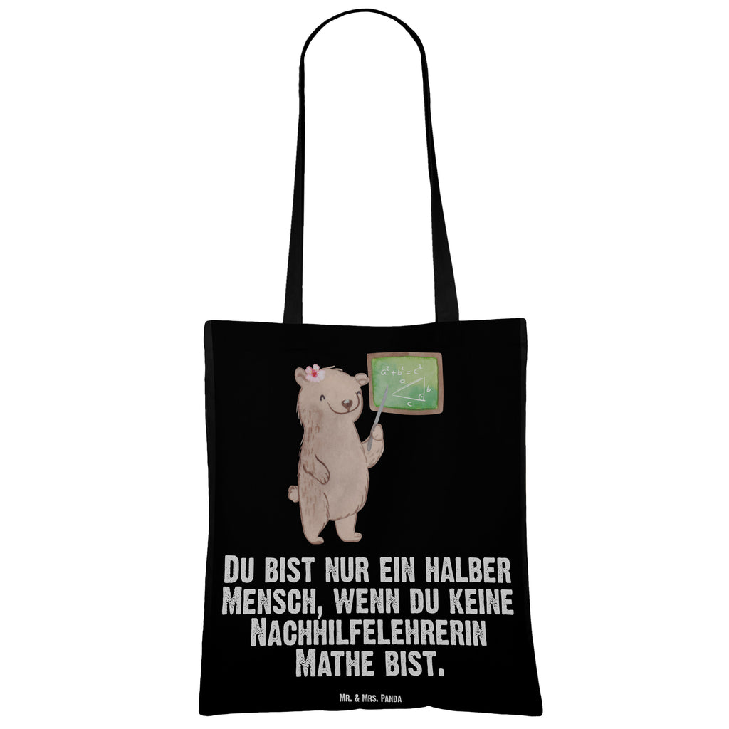 Tragetasche Nachhilfelehrerin Mathe mit Herz Beuteltasche, Beutel, Einkaufstasche, Jutebeutel, Stoffbeutel, Beruf, Ausbildung, Jubiläum, Abschied, Rente, Kollege, Kollegin, Geschenk, Schenken, Arbeitskollege, Mitarbeiter, Firma, Danke, Dankeschön, Mathematik Nachhilfelehrerin, Mathe Nachhilfe, Nachhilfeunterrricht
