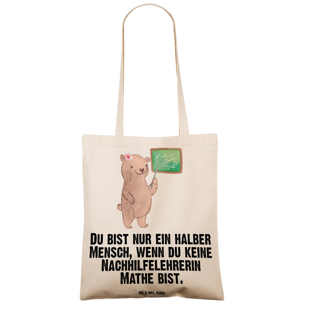 Tragetasche Nachhilfelehrerin Mathe mit Herz Beuteltasche, Beutel, Einkaufstasche, Jutebeutel, Stoffbeutel, Beruf, Ausbildung, Jubiläum, Abschied, Rente, Kollege, Kollegin, Geschenk, Schenken, Arbeitskollege, Mitarbeiter, Firma, Danke, Dankeschön, Mathematik Nachhilfelehrerin, Mathe Nachhilfe, Nachhilfeunterrricht
