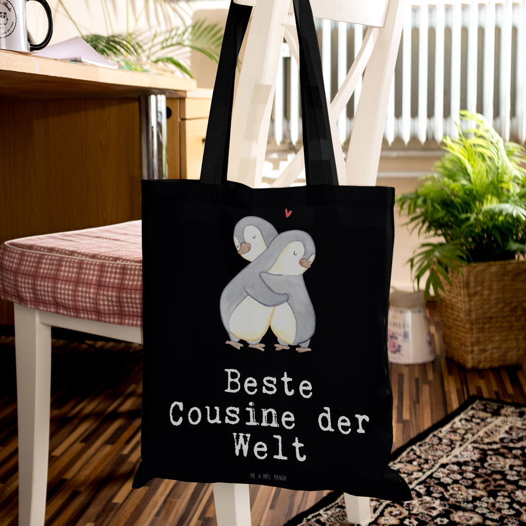 Tragetasche Pinguin Beste Cousine der Welt Beuteltasche, Beutel, Einkaufstasche, Jutebeutel, Stoffbeutel, für, Dankeschön, Geschenk, Schenken, Geburtstag, Geburtstagsgeschenk, Geschenkidee, Danke, Bedanken, Mitbringsel, Freude machen, Geschenktipp, Cousine, Kusine, Kousine, Cousinchen, Tochter von Onkel, Tochter von Tante, Familie, Verwandtschaft, Cousin