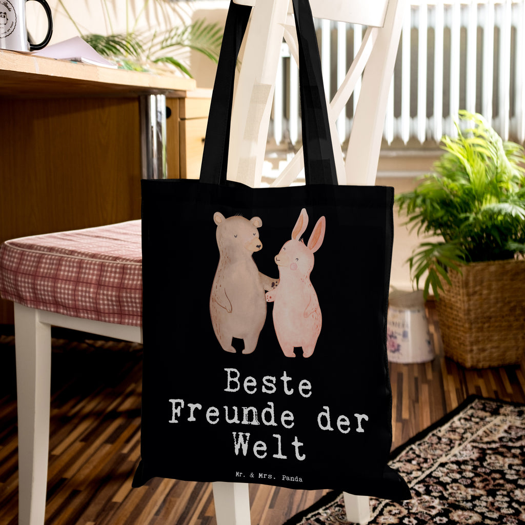 Tragetasche Hase Beste Freunde der Welt Beuteltasche, Beutel, Einkaufstasche, Jutebeutel, Stoffbeutel, für, Dankeschön, Geschenk, Schenken, Geburtstag, Geburtstagsgeschenk, Geschenkidee, Danke, Bedanken, Mitbringsel, Freude machen, Geschenktipp, Freunde, best friends, Freundschaft, Freundin, Freund, Clique, Kumpel, bae, bff