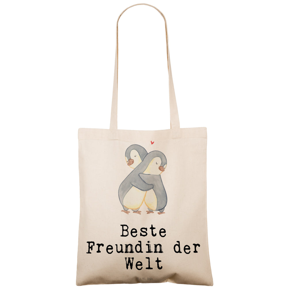 Tragetasche Pinguin Beste Freundin der Welt Beuteltasche, Beutel, Einkaufstasche, Jutebeutel, Stoffbeutel, für, Dankeschön, Geschenk, Schenken, Geburtstag, Geburtstagsgeschenk, Geschenkidee, Danke, Bedanken, Mitbringsel, Freude machen, Geschenktipp, Freundin, beste Freundin, Ehefrau, Frau, bae, bff, Freundinnen, Jahrestag, Freundschaft. Liebste, beste, Spruch
