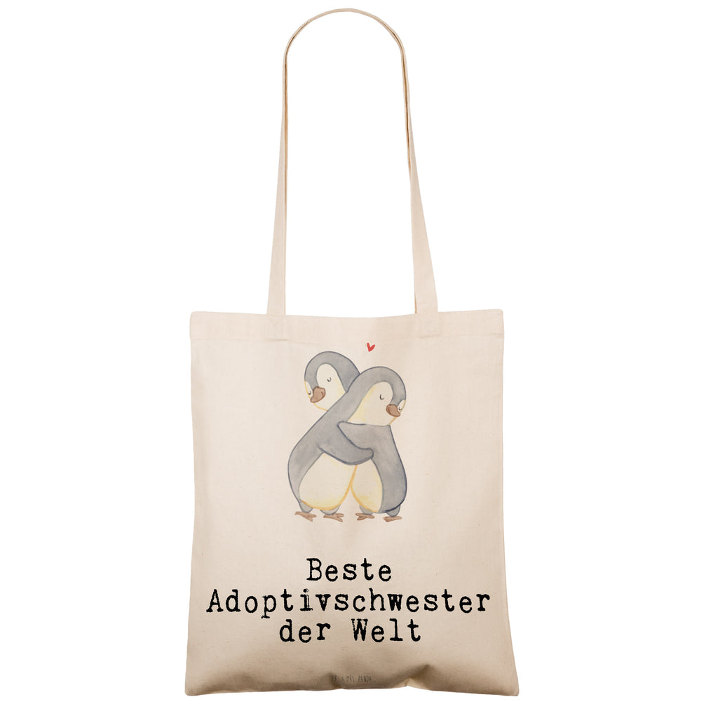 Tragetasche Pinguin Beste Adoptivschwester der Welt Beuteltasche, Beutel, Einkaufstasche, Jutebeutel, Stoffbeutel, für, Dankeschön, Geschenk, Schenken, Geburtstag, Geburtstagsgeschenk, Geschenkidee, Danke, Bedanken, Mitbringsel, Freude machen, Geschenktipp, Adoptivschwester, Adoptiv, adoptiert, Schwester, Geschwister, Schwesterherz, Sister, Familie, Kleinigkeit, Beste, Tochter